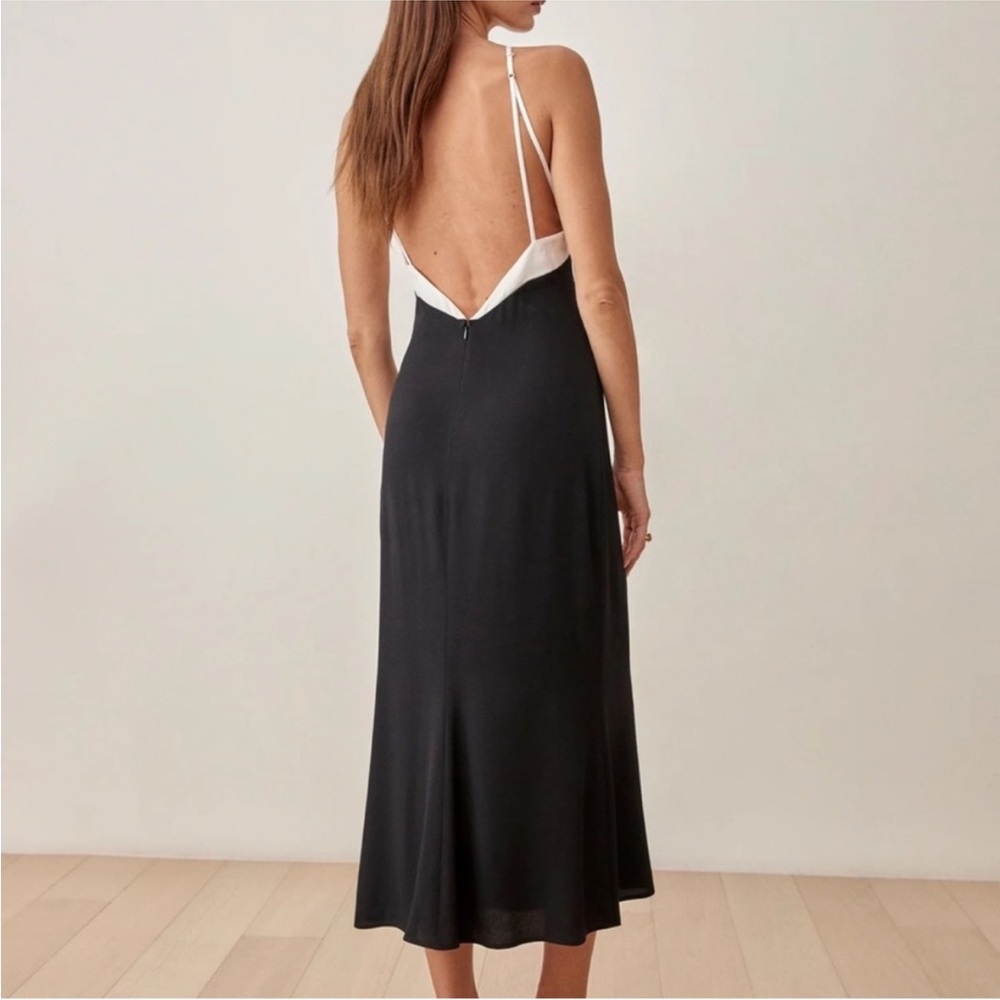 Reformation Black and White Contrast Demarais Dress